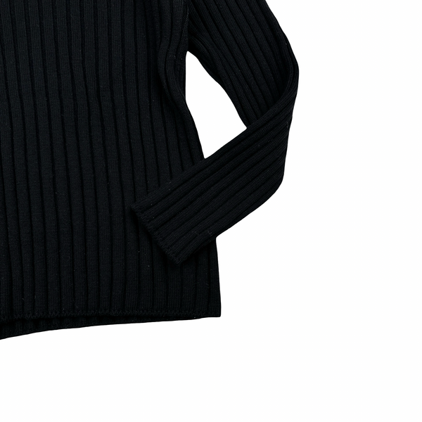 CP Company 1995 Lana Wool Black Ribbed Knitted Jumper - Small