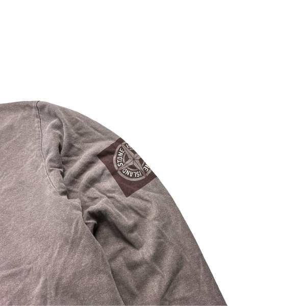 Stone Island 2002 Pink Cotton Quarter Zip Spellout Pullover - Large