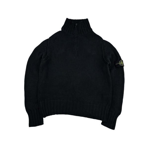 トップス 2003 STONE  DoubleZip Knit Sweat AW 2003 STONE ISLAND OLIVE HOODED KNIT JUMPER - Jazzy Badger