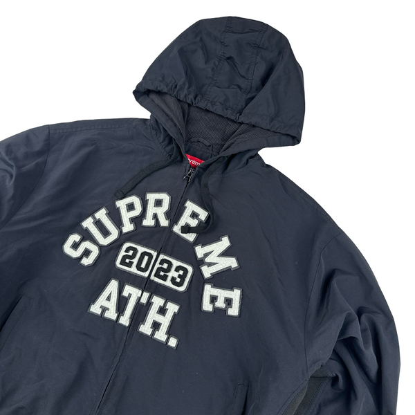 Supreme Navy Cotton Lined Nylon Athlete Hoodie - Medium