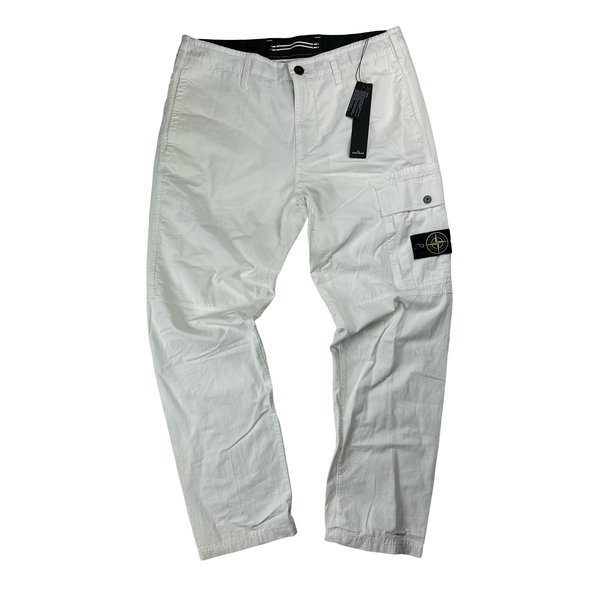 Stone Island 2022 White Slim Fit Cargo Trousers - Medium