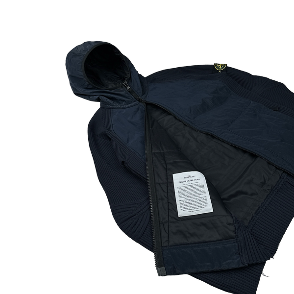 Stone Island 2016 Navy Nylon Metal Knitted Jacket - Medium