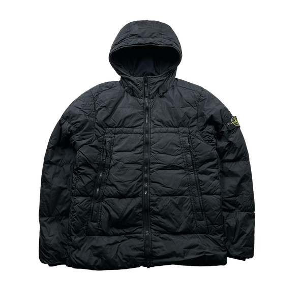 Stone Island 2020 Black Crinkle Reps Puffer Jacket - Medium