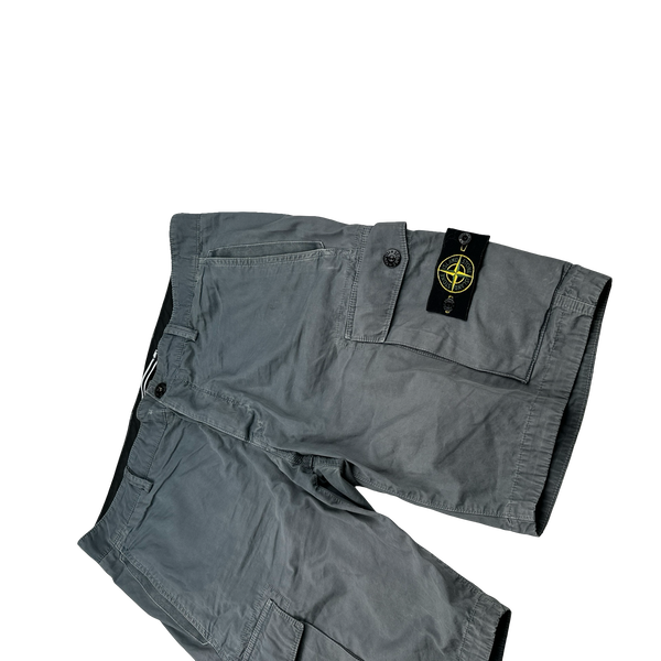 Stone Island SL Grey Cotton Cargo Shorts - 36"