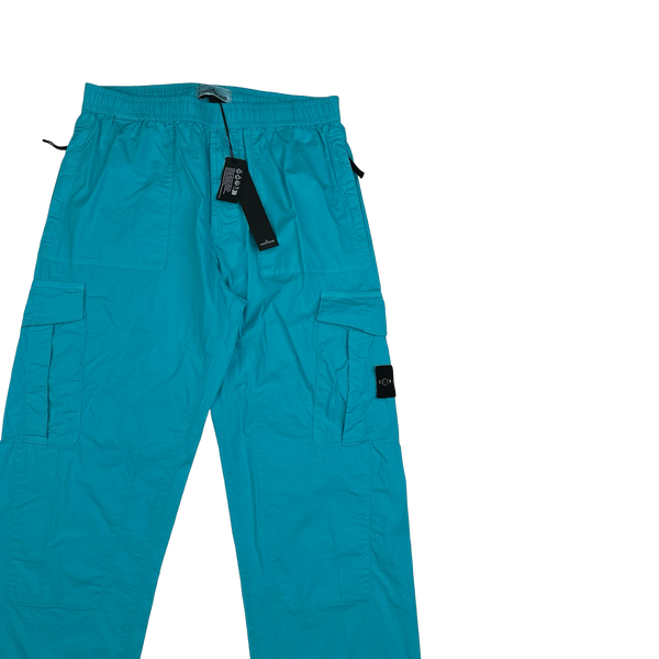 Stone Island 2023 Blue Regular Fit Stretch Cotton Tela Cargo Trousers - 33"
