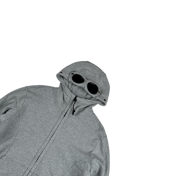 CP Company Grey Goggle Cotton Zip Up Hoodie - Large