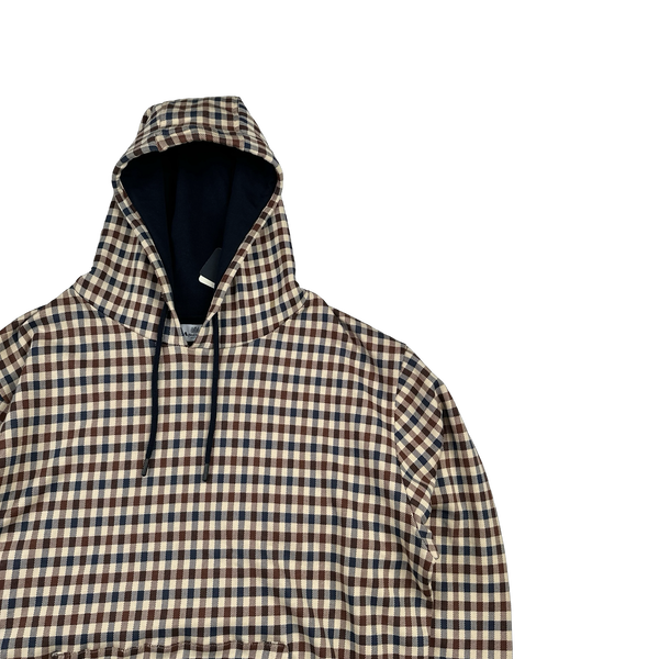 Aquascutum Classic Checked Navy Lined Hooded Jacket - XL, 3XL