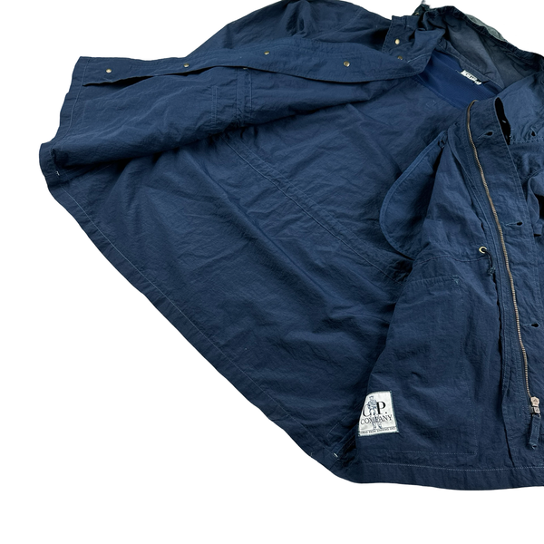 CP Company Vintage Blue Nylon Hood Badge Jacket - Medium