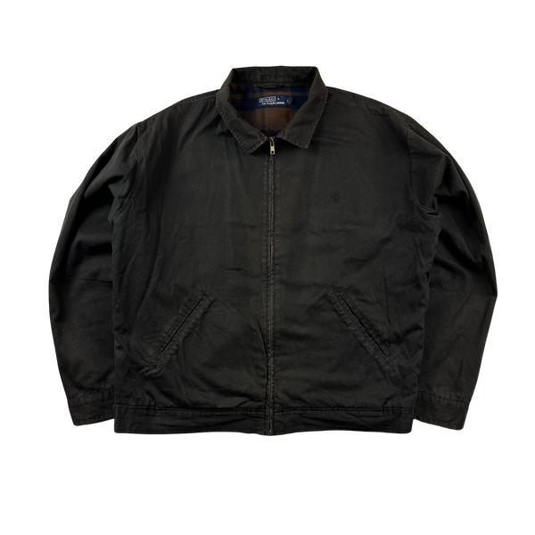 Ralph Lauren Brown Checked Lined Harrington Jacket - Large