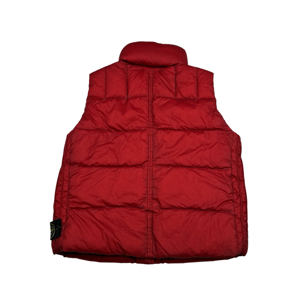 Stone Island 2009 Red Opaque Nylon Tela Down Gilet - Large