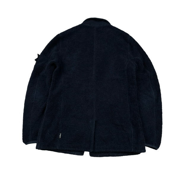 Stone Island Shadow Project Navy Teddy Fleece Zipped Blazer - Medium