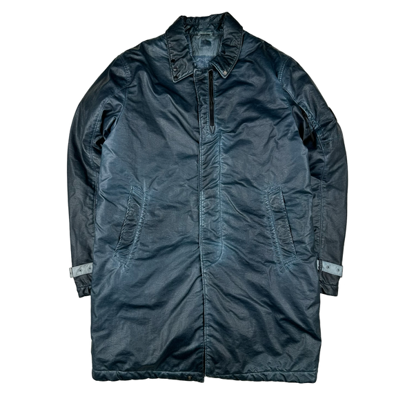 CP Company Blue Nyber Long Garment Dyed Jacket - Large