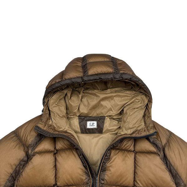 CP Company Brown Down Filled DD Shell Goggle Puffer Jacket - Large