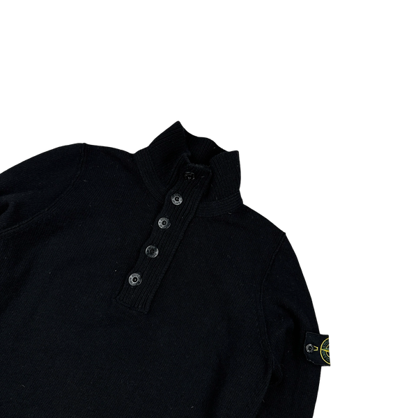 Stone Island 2011 Black Wool High Neck Jumper - Small