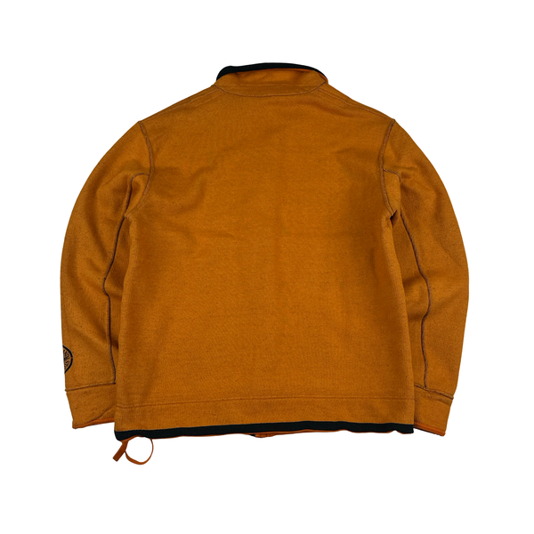 Stone Island 2003 Orange Compass Stretch Cotton Fleece Zip Jumper - Large