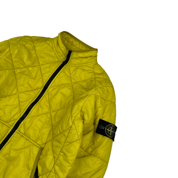 Stone Island 2019 Yellow Garment Dyed Quilted Micro Yarn Bomber Jacket - Small