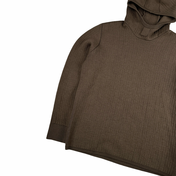 Stone Island 2024 Brown Wool Hooded Thick Knit Jumper - Large