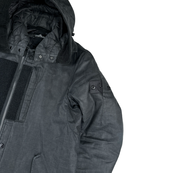 Stone Island Shadow Rubberized Linen Parka Jacket - Medium