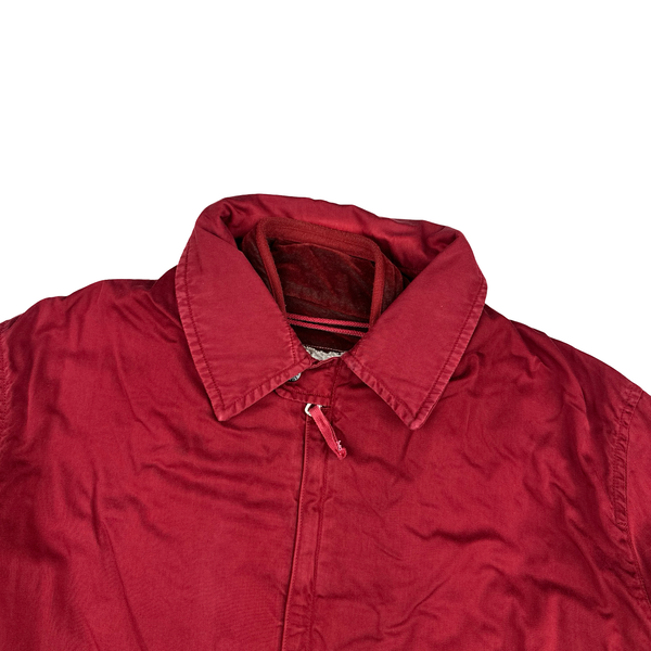 Stone Island Vintage 90s Red Raso Gommato Velour Dutch Rope Jacket