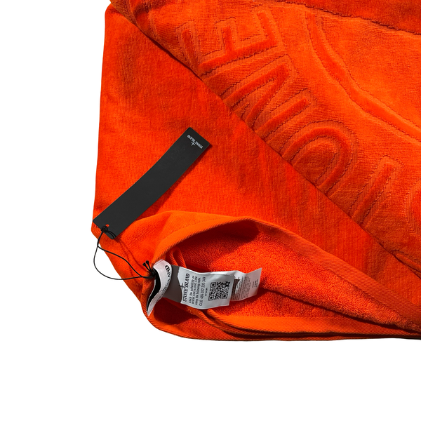 Stone Island Embroidered Logo Orange Beach Towel