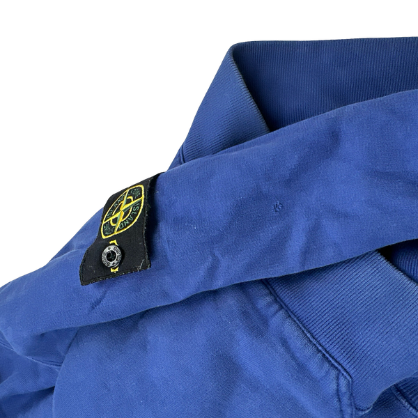 Stone Island Blue Cotton Zipped Hoodie - Large