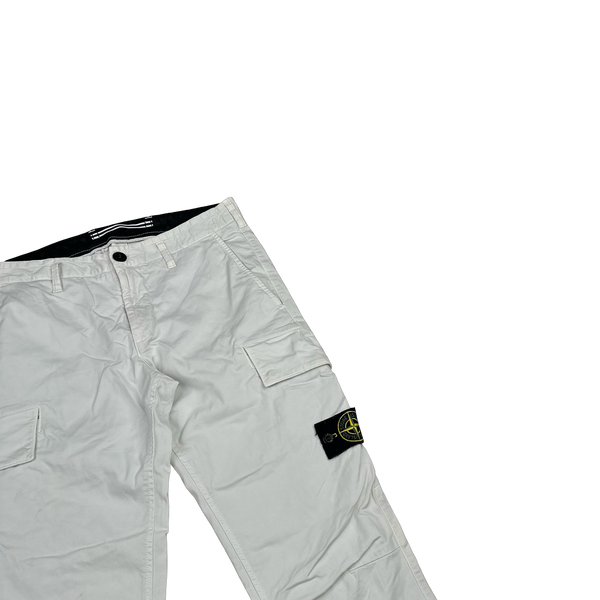 Stone Island 2022 White Skinny Cotton Cargo Trousers - 30"