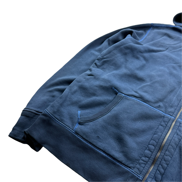 Ralph Lauren Blue Contrast Stitch Cotton Zipped Hoodie - XL