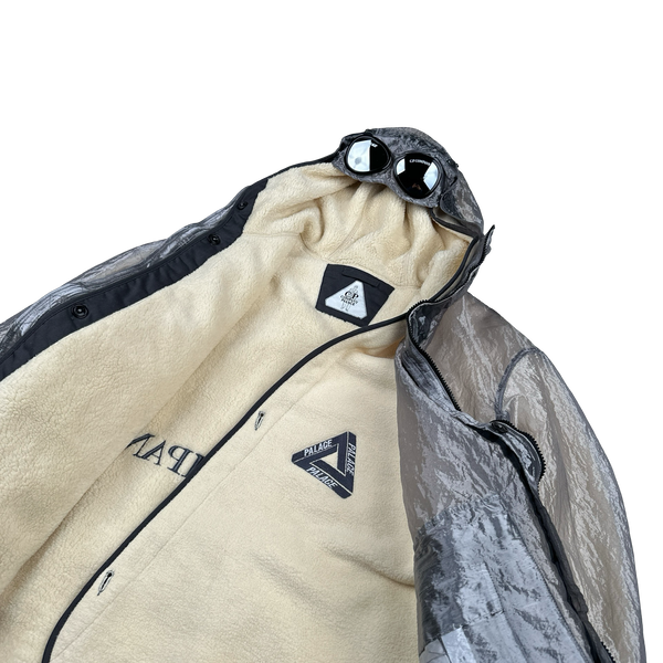 CP Company X Palace Silver Kan D Shearling Lined Spellout Embroidered Pocketed Jacket - XL