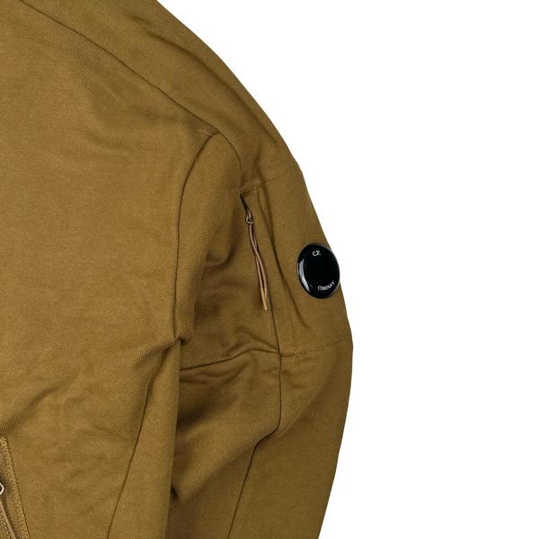 CP Company Mustard Cotton Quarter Zip Lens View Jumper - Large