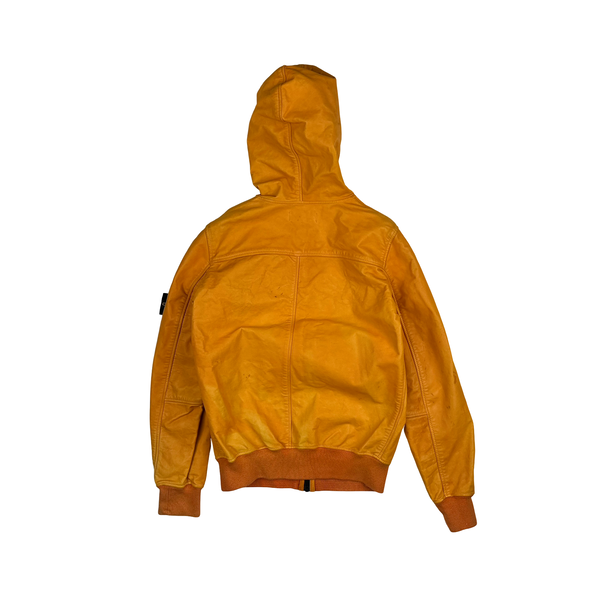 Stone Island 2014 Orange Lightweight Leather Felpa Jacket - Small
