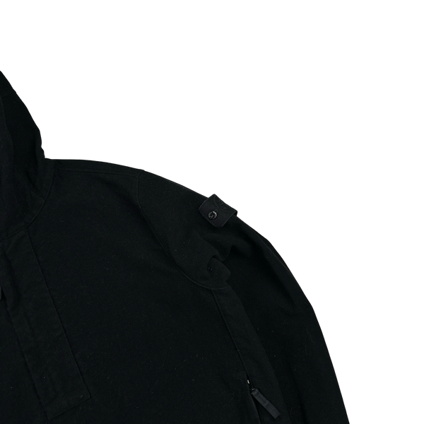 Stone Island 2021 Black Ghost Piece Flocked Pullover Hoodie - Medium