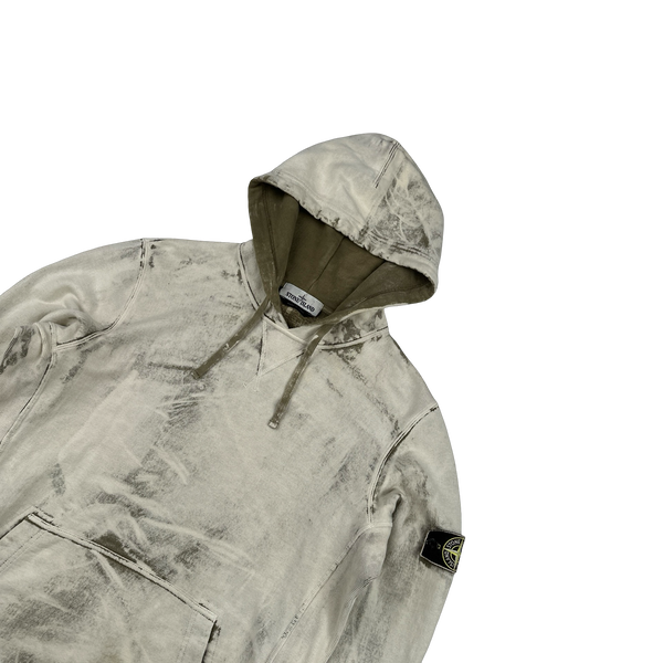 Stone Island 2017 Khaki Hand Corrosion Pullover Hoodie - Large