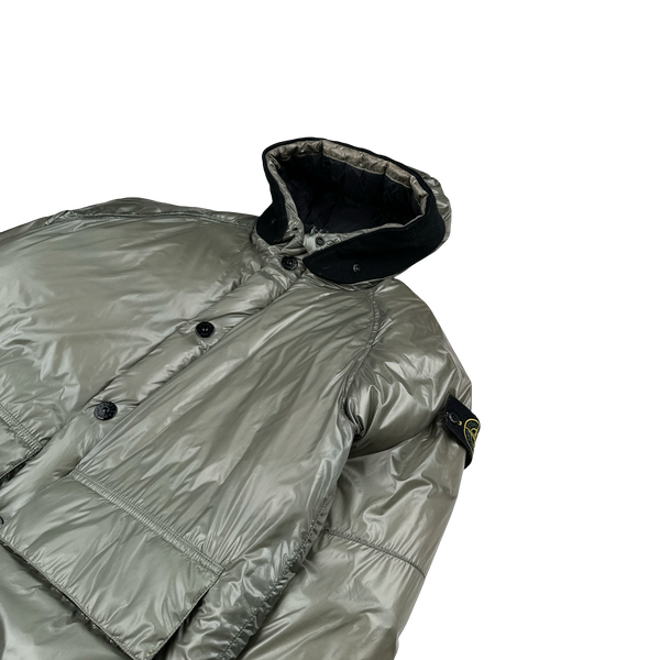 Stone Island Grey Pertex Quantum Y Down Puffer Jacket - Medium