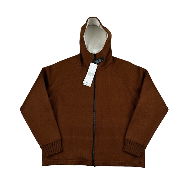 Stone Island 2025 Marina Brown Felted Wool Woven Knit Zipped Jacket - Large