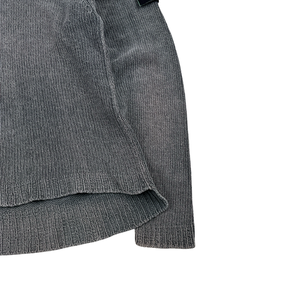 Stone Island 1993 Grey Knitted Chenille Green Edge Crewneck Pullover - Medium