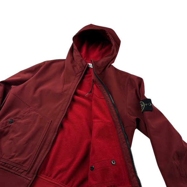 Stone Island 2012 Red Fleece Lined Soft Shell R Jacket - Medium