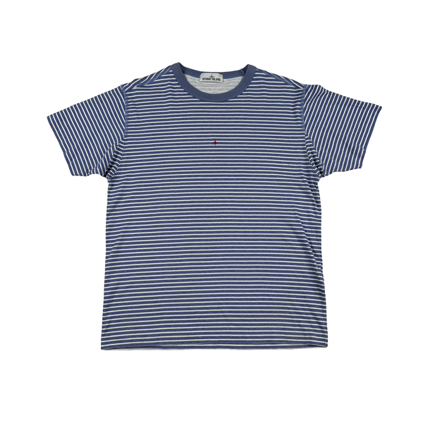 Stone Island 2019 Blue Striped Marina T Shirt - Large