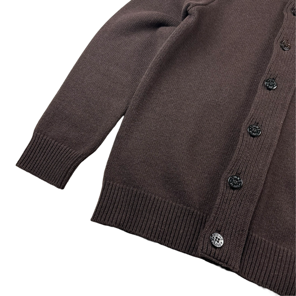 Stone Island 2021 Brown Lana Wool Blend Knit Zipped Buttoned Jumper - Medium