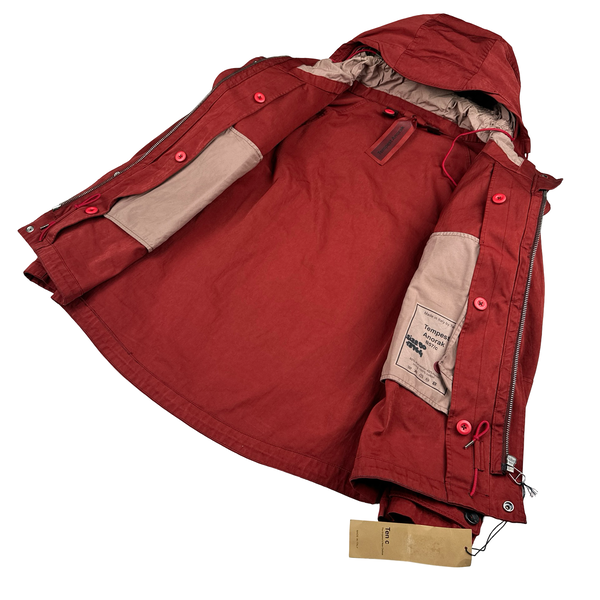 Ten C Red Chest Pocket Lined Hood Tempest Anorak Jacket - Large