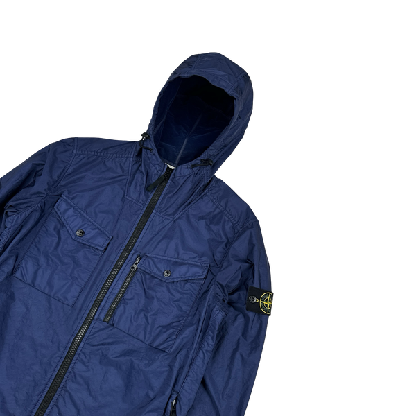 Stone Island 2015 Blue Lamy Flock Velvet Lined Jacket - Medium