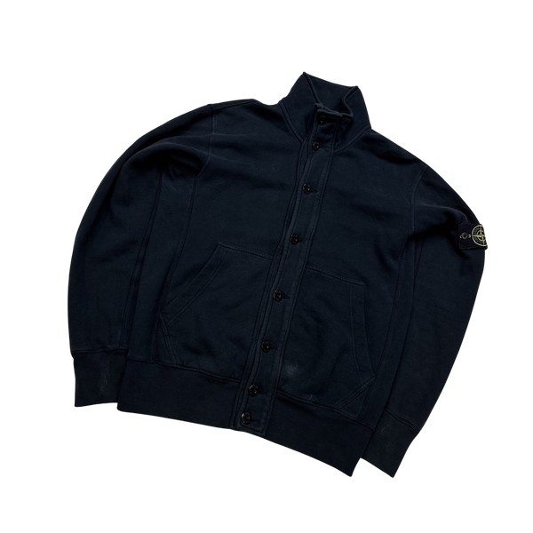 Stone Island Navy Buttoned Cotton 2011 Jumper - Medium