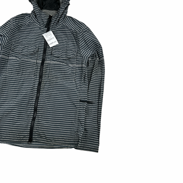 Stone Island 2017 Marina Blue Stripped Nylon Metal Jacket - Medium