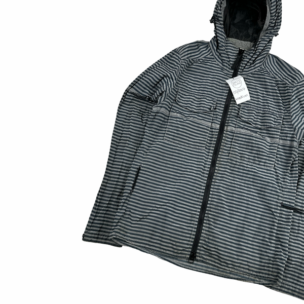 Stone Island 2017 Marina Blue Stripped Nylon Metal Jacket - Medium