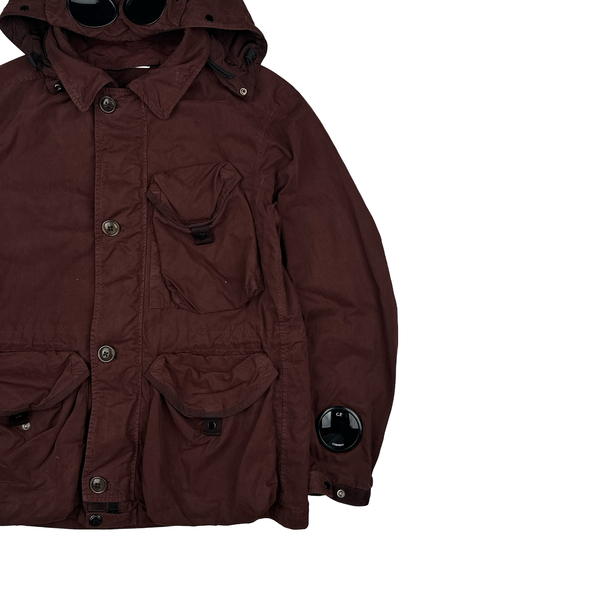 CP Company 50 Fili Maroon Multi pocket Goggle Jacket - Small