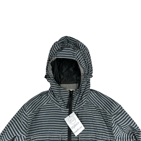 Stone Island 2017 Marina Blue Stripped Nylon Metal Jacket - Medium