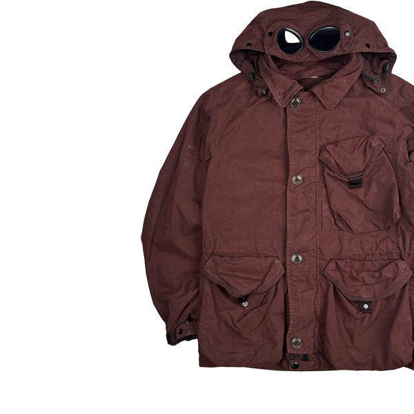 CP Company 50 Fili Maroon Multi pocket Goggle Jacket - Small