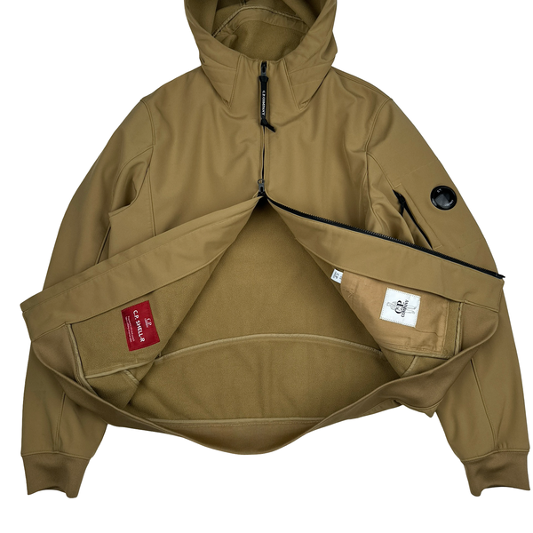 CP Company Beige Fleece Lined Soft Shell Lens Jacket - Large