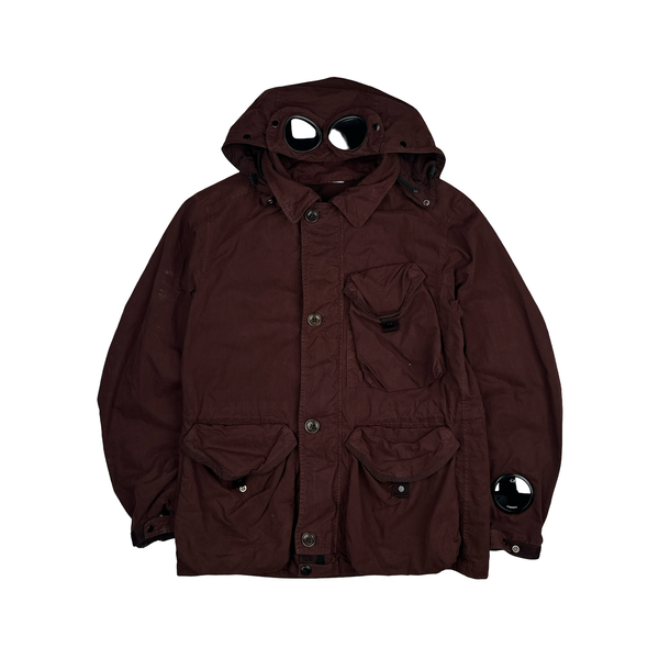 CP Company 50 Fili Maroon Multi pocket Goggle Jacket - Small
