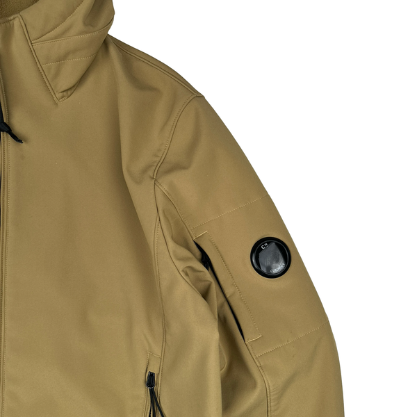 CP Company Beige Fleece Lined Soft Shell Lens Jacket - Large