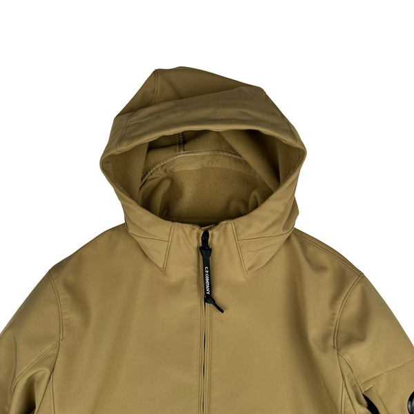 CP Company Beige Fleece Lined Soft Shell Lens Jacket - Large